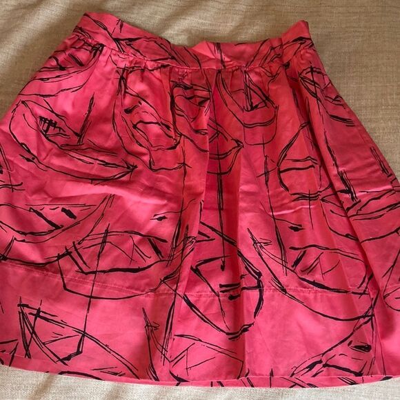 Anthropology/Bread & Butter Hot Pink & Black Patterned Mini Skirt W/Pockets. - Picture 1 of 6